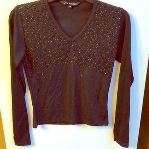 Cyle & Chloe Polyester Sequence Bead Blouse-Med